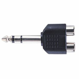 Electrovision 6.35mm Stereo Jack Plug To 2 x RCA Phono Sockets Adapter (black/silver)