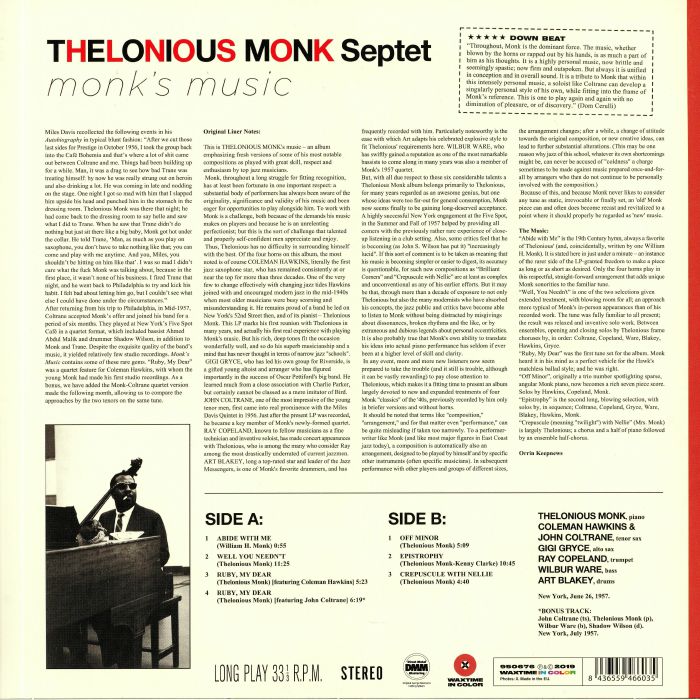 MONK, Thelonious - Monk's Music